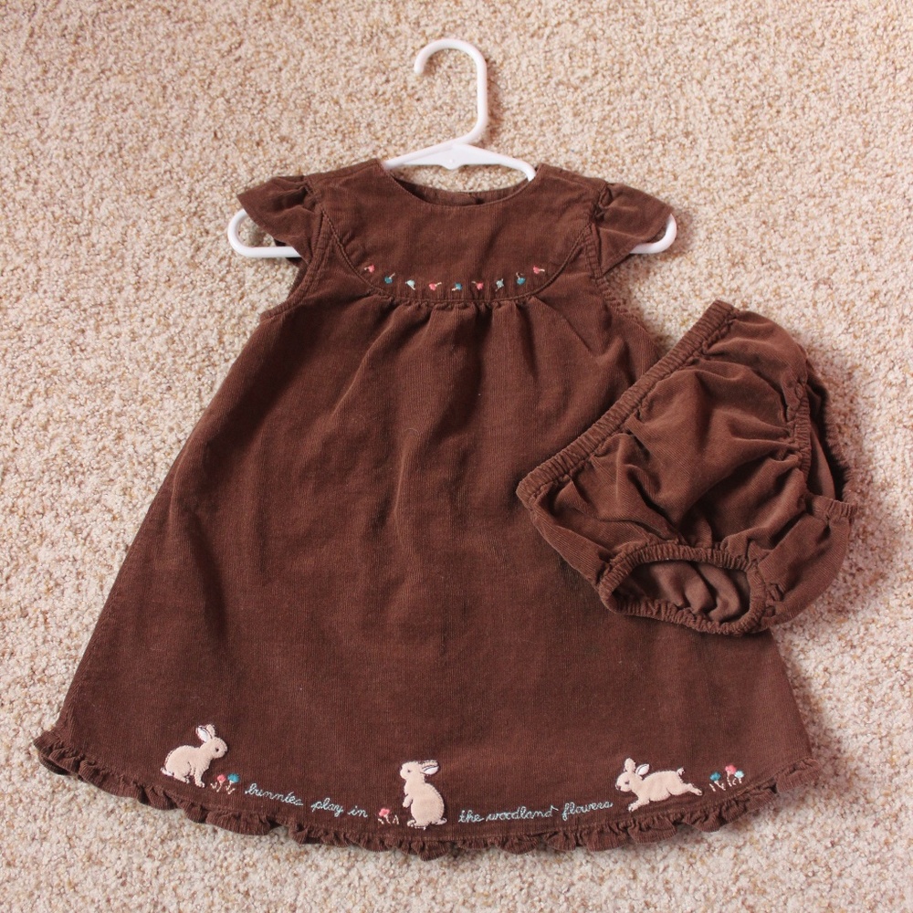 Janie and Jack Woodland Bunny Dress/Layette